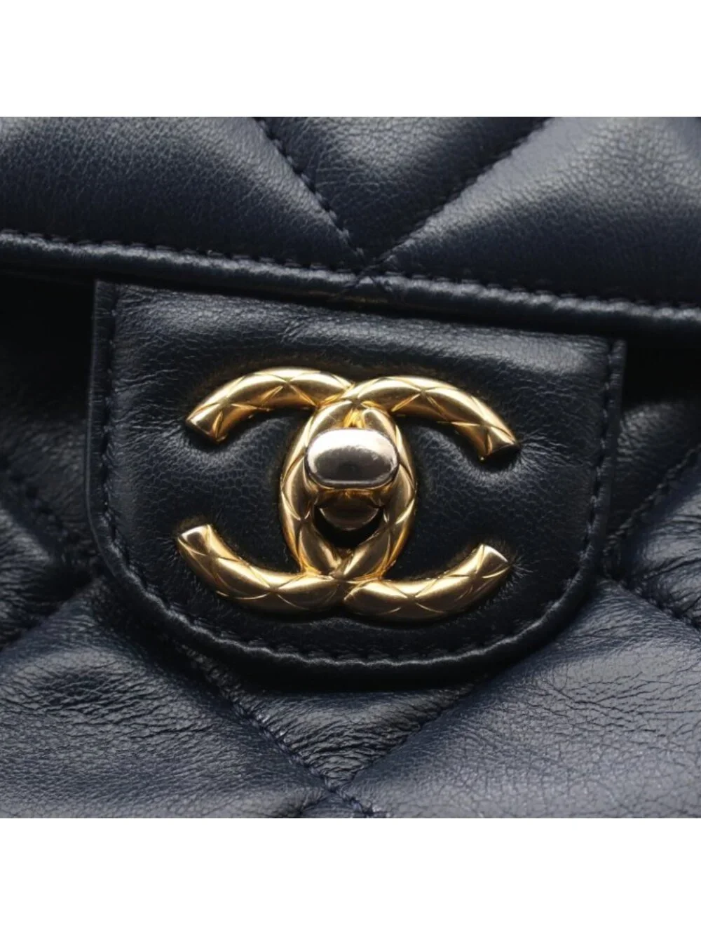 Chanel Shoulder Bag Quilted Navy Lambskin Small Flap Chain